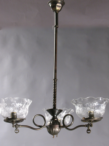 3-Light Gas Chandelier with Looped Arms